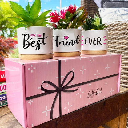 Best Friend Christmas or Birthday Gifts for Women - Our Pretty Best Friend Pots Are Lovely Gifts for Girlfriend for Birthday or Christmas and Arrive Beautifully Gift Boxed for Her